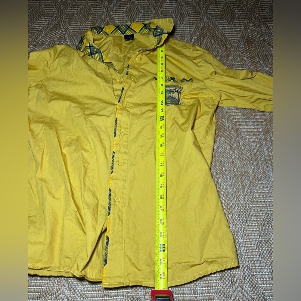 Harry Potter Women's Hufflepuff Yellow Plaid Button Up Long Sleeve Shirt,Size S - Picture 7 of 10